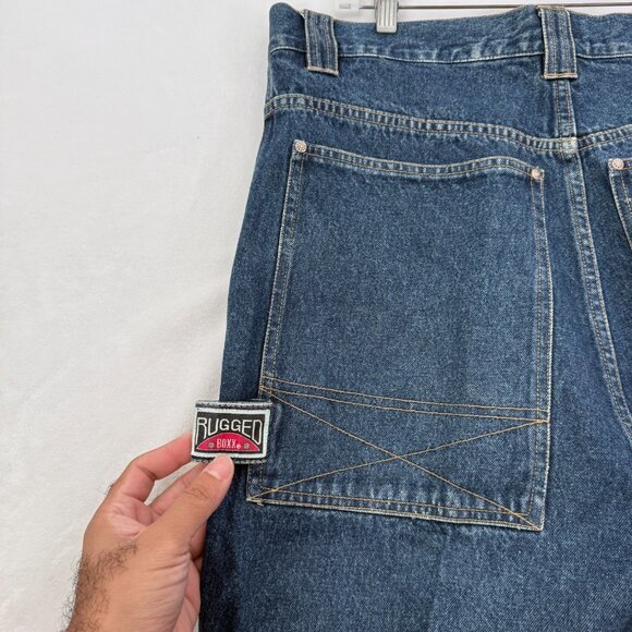 Vintage Boxx Jeans Rough Wear Mens 40x32 (38x28) Blue Hip Hop Baggy Wide Leg Y2K - Picture 14 of 15